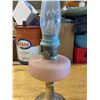 Image 3 : 1 ANTIQUE NAPHTHA LAMP 26" TALL PINK RESERVOIR AND METAL BASE