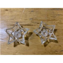 PAIR OF STAR SHAPED CHANDLE HOLDERS GLASS