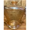 Image 2 : AMBER DEPRESSION GLASS SUGAR OR JAM DISH WITH LID