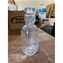 RARE BROOKFIELD DAIRY QUART MILK BOTTLE W/ "BABY HEAD" TOP WHERE THE CREAM COLLECTED