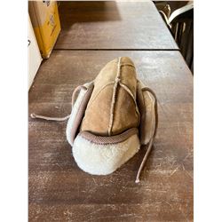 "CROWN CAP" SHEARLING LINED SUEDE WINTER CAP