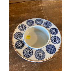 CERAMIC ASHTRAY WITH BLUE TRIM