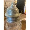 Image 3 : ANTIQUE GLASS SYRYP HOLDER WITH PEWTER LID