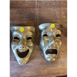 BRASS COMEDY AND TRAGEDY MASKS DECRATIVE