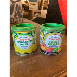 2 VINTAGE TAVENERS CANDY JARS W/LIDS