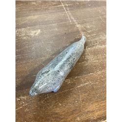 SLIGHTLY LARGER INUIT CARVED SOAPSTONE SEAL SIGNED BY ARTIST