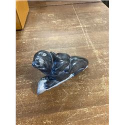 BLACK INUIT CARVING OF MOTHER SEAL AND PUP SIGNED BY ARTIST
