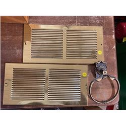 1 PAIR NEW BRASS COLD AIR RETURN COVERS + BRASS DOOR KNOCKER