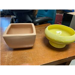 2 PLANT PLANTERS ONE YELLOW ONE PINK