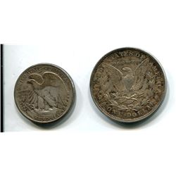 1921 USA Morgan Dollar & 1945 USA Half Dollar