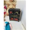 Image 2 : 2 VINTAGE CHILDRENS DOLLS C/W CLOTH + A DOLL DRESSER