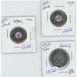 2 2006 cancer ribbon + 2002 50 cent canada