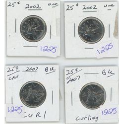 22007 CURLING 25 CENT  + 2 2002 25 CENT