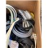 Image 2 : BOX OF MISC HDMI CABLES, POWER BARS, CAT 5 CABLES, INTERNET , VGA/RCA CABLES, ECT