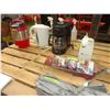 Image 1 : Camper Items, Thermos, Kettle, Coffee Pot, Can Opener, Super Duster