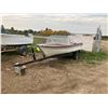 Image 1 : 14' FIBER GLASS BOAT MOTOR + TRAILER C/W JOHNSON 10HP MOTOR