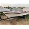 Image 2 : 14' FIBER GLASS BOAT MOTOR + TRAILER C/W JOHNSON 10HP MOTOR