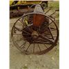 Image 2 : VINTAGE SEAL DRILL 10' TANDEM DUAL WHEELED HAY OR LOG WAGON 28X10"