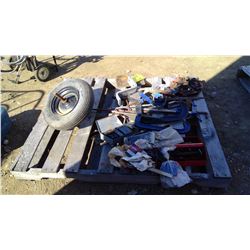 LOT OF LARGE CLAMPS AND MISC TOOLS, BITS, ECT.