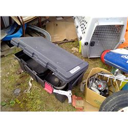 BLACK TUB C/W MISC TOOLS + WELDING FACE SHIELD + DEWALT CASE