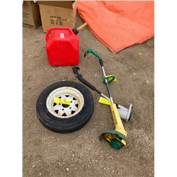 2 WEEDWHACKERS + 1 TIRE 5.30-12 + 25L GAS CAN