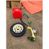 Image 1 : 2 WEEDWHACKERS + 1 TIRE 5.30-12 + 25L GAS CAN