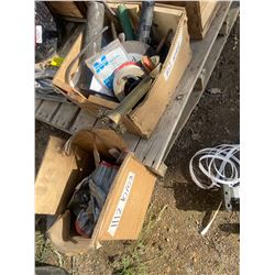 BOX OF CLAMPS, ALLEN WRENCHES, GREASE GUNS, HEAVY DUTY LOTS, ECT.