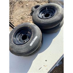 (4) TIRES, 4.80 8NHS GARLISLE IMPLEMET 5 BOLT RIMS