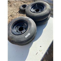 (4) TIRES, 4.80 8NHS GARLISLE IMPLEMET 5 BOLT RIMS