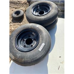 (4) TIRES, 4.80 8NHS GARLISLE IMPLEMET 5 BOLT RIMS
