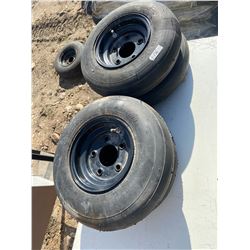 (4) TIRES, 4.80 8NHS GARLISLE IMPLEMET 5 BOLT RIMS