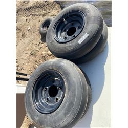 (4) TIRES, 4.80 8NHS GARLISLE IMPLEMET 5 BOLT RIMS