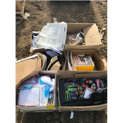 PALLET OF NEW HATS, BABY CLOTHES, VHS MOVIES, HALLOWEEN ITEMS, ETC