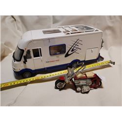 HYMER MODEL CAMPER & TIN MOTORCYCLE