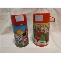 2 ALADDIN THERMOS', 1963 DISNEY, YOGI BEAR