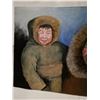 Image 3 : BEAUTIFUL UNKNOWN ARTIST ESKIMO OIL PAINTING 17" X 13"