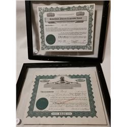 1949 CO-OP AND 1927 SPRING JUNE SHARES, FRAMED