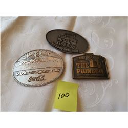 BELT BUCKLES, WEST JET/AUORA MINE/PIONEER