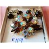 Image 2 : Smokey Rhinestone broach and clip earrings