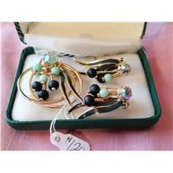 “Cattails” broach and clip earrings