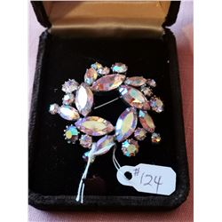 Sherman pink tone rhinestone broach