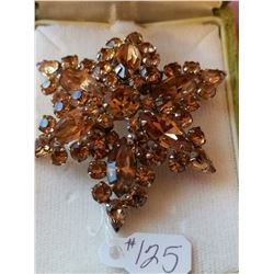 Sherman amber spray rhinestone broach