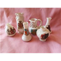Lot, 6 miniature crested porcelain souvenirs, made in England
