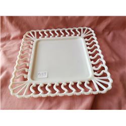 Westmoreland milk glass plate, “S” border, 9” circa 1920