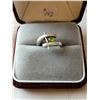 Image 1 : Sterling silver ring with peridot coloured stone, size 7