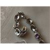 Image 4 : Silver tone tennis bracelet with amethysts & safety, 7”