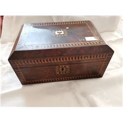 Victorian Tunbridge sewing box with key