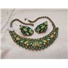 Image 1 : Green Rhinestone necklace and clip earrings