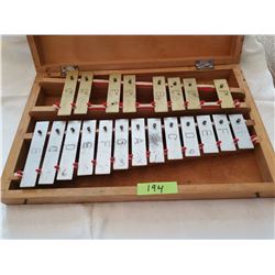 Xylophone in wood box