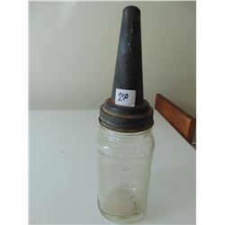 THE MASTER MFG CO. OIL SPOUT ON MASON JAR VINTAGE PAT. 1926